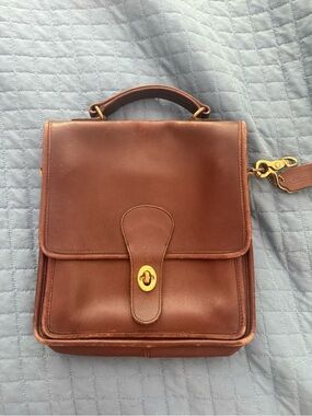 Vintage Coach Brown Leather Top-Handle Satchel with Gold-Tone Hardware